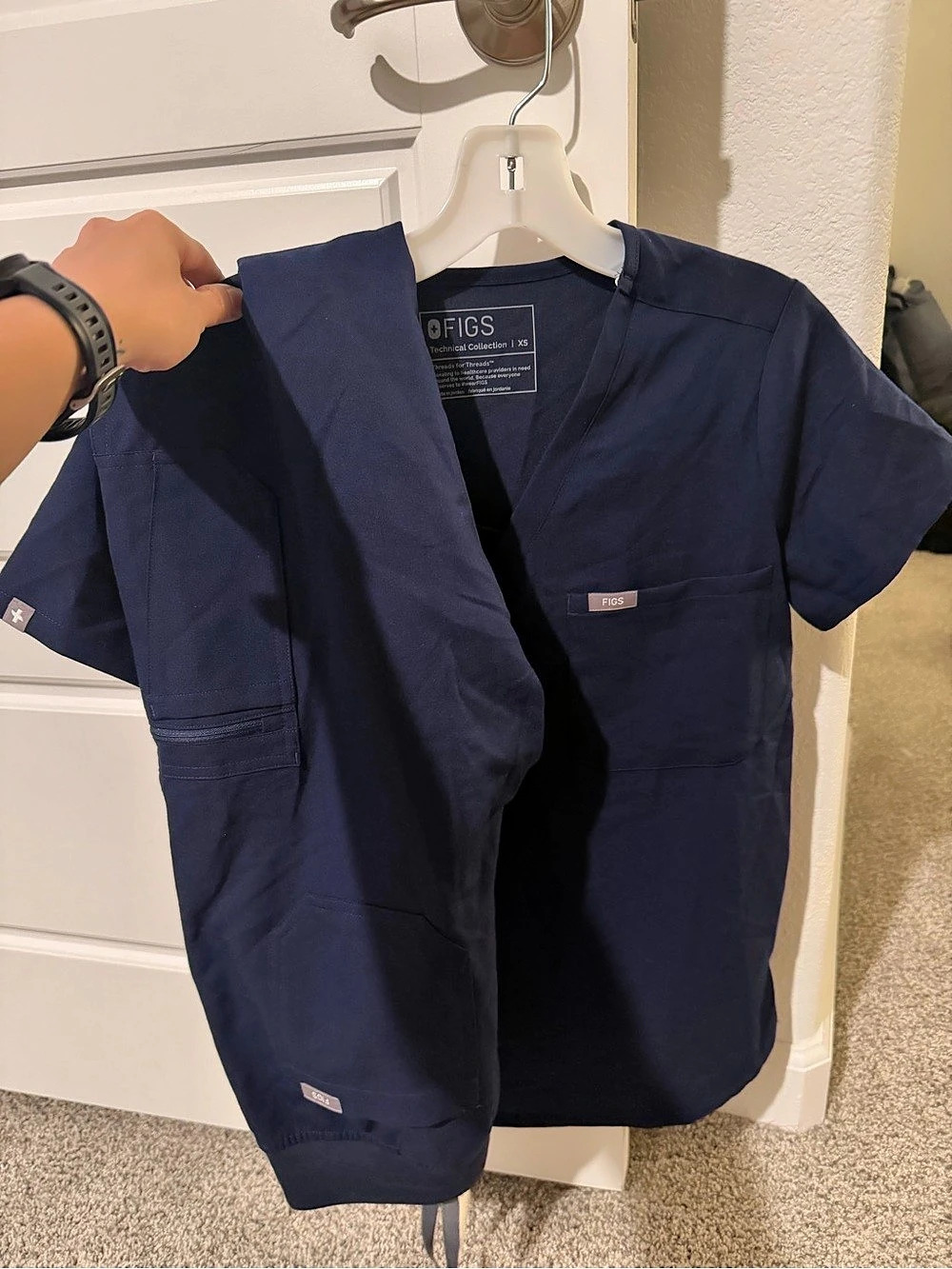 FIGS Technical Collection Scrub Top & Pants Navy XS